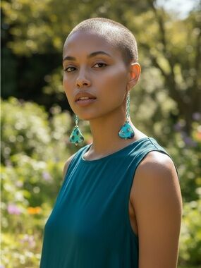 Turquoise Teardrop Beaded Dangle Earrings - Women Jewelry